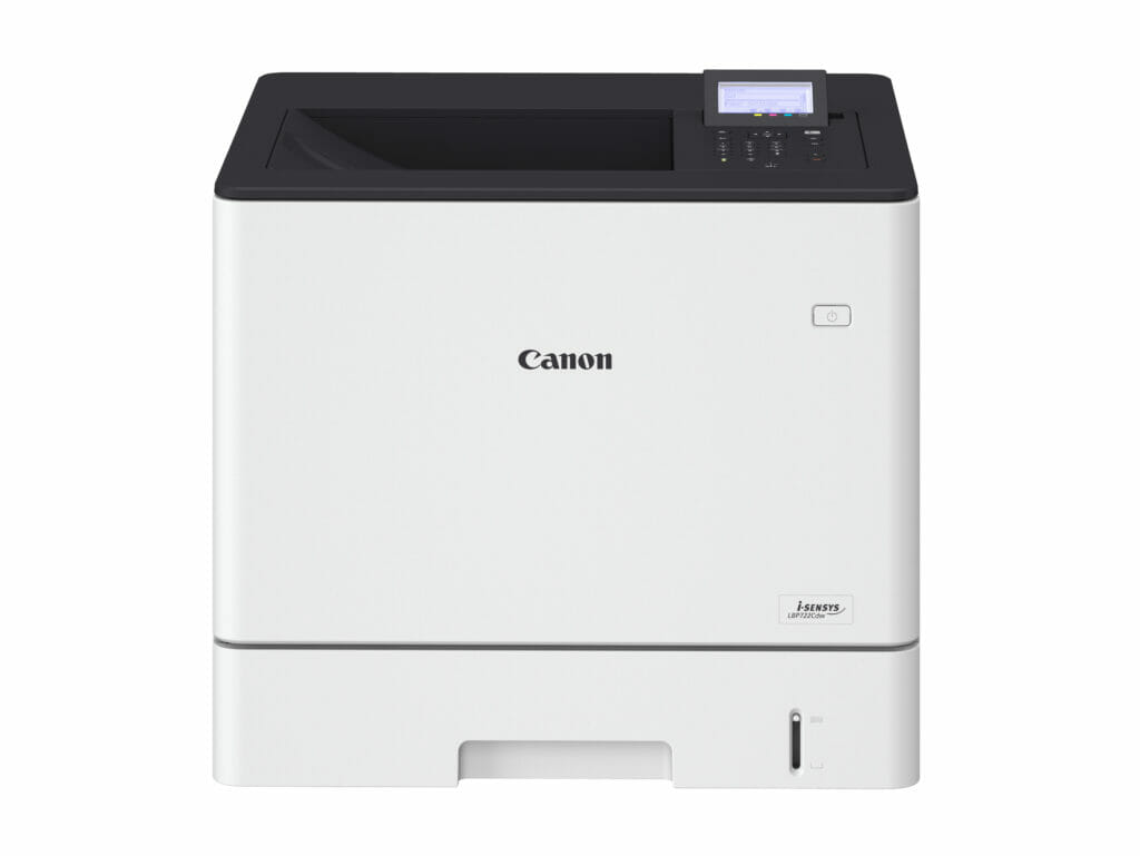 Weißer Laserdrucker der Firma Canon auf weißem Hintergrund